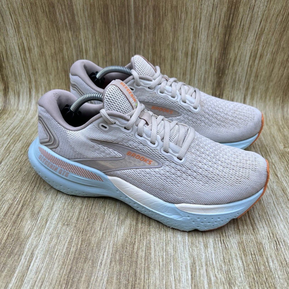 Brooks Glycerin GTS 21 Women's 9 Running Shoes Coconut Beige Blue 1204091B195